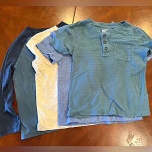 Lot of 4 Boys Henley T Shirts Size 5T and 5 Blue Beige